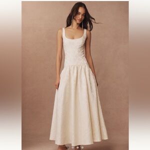 Hutch sleeveless scoop neck drop waist jacquard maxi dress